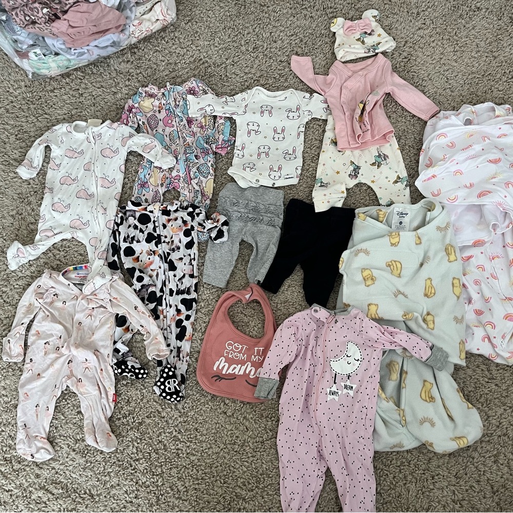 Baby Clothing Bundle with Pink and Gray Outfits